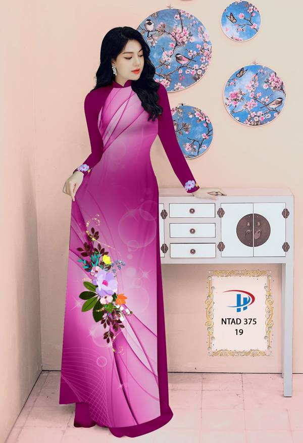 Vải Áo Dài Hoa In 3D Kiểu Mới AD NTAD375 60 Vải Áo Dài Hoa In 3D Kiểu Mới AD NTAD375