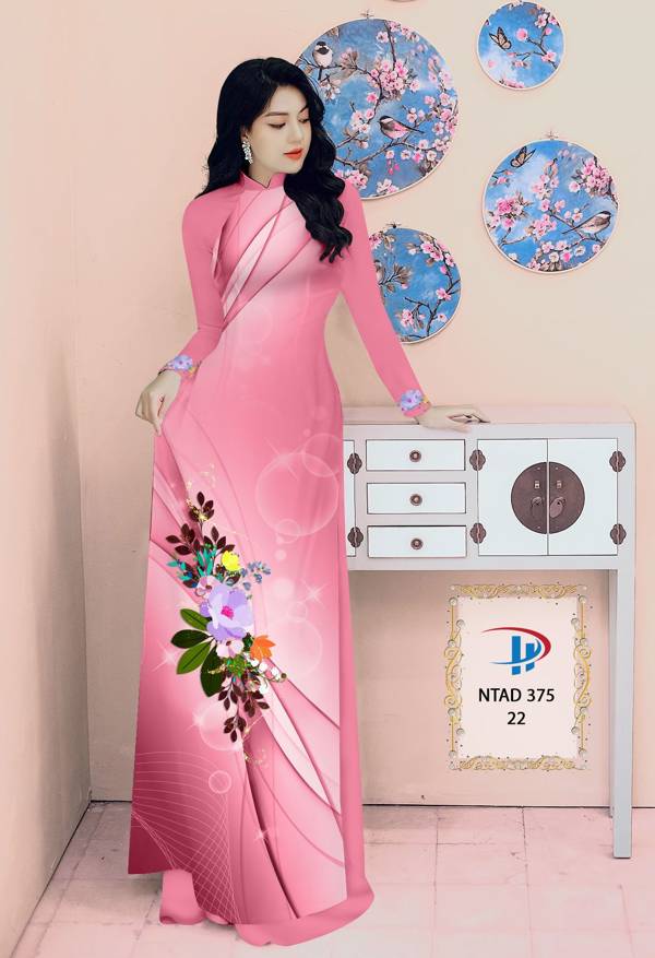 Vải Áo Dài Hoa In 3D Kiểu Mới AD NTAD375 64 Vải Áo Dài Hoa In 3D Kiểu Mới AD NTAD375