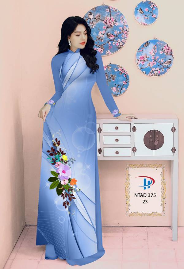 Vải Áo Dài Hoa In 3D Kiểu Mới AD NTAD375 65 Vải Áo Dài Hoa In 3D Kiểu Mới AD NTAD375