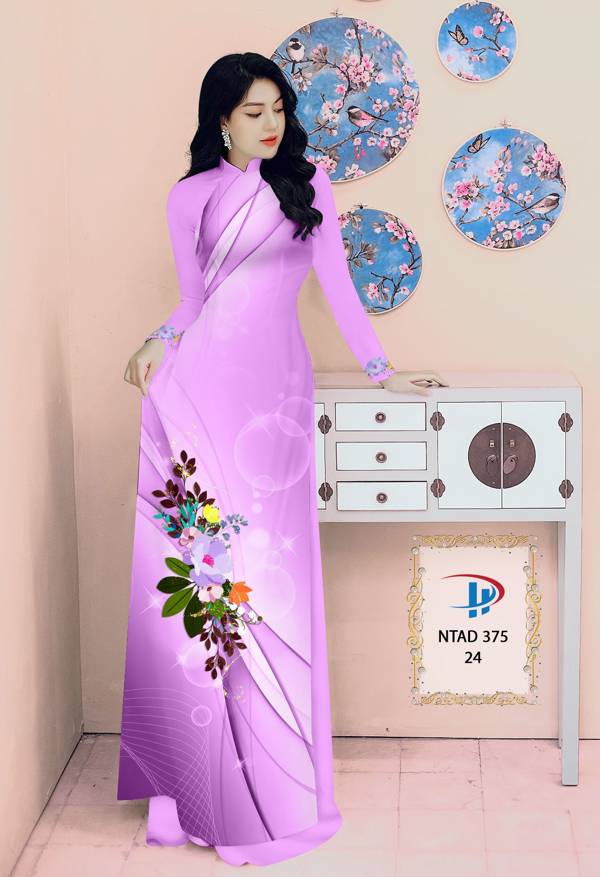 Vải Áo Dài Hoa In 3D Kiểu Mới AD NTAD375 66 Vải Áo Dài Hoa In 3D Kiểu Mới AD NTAD375