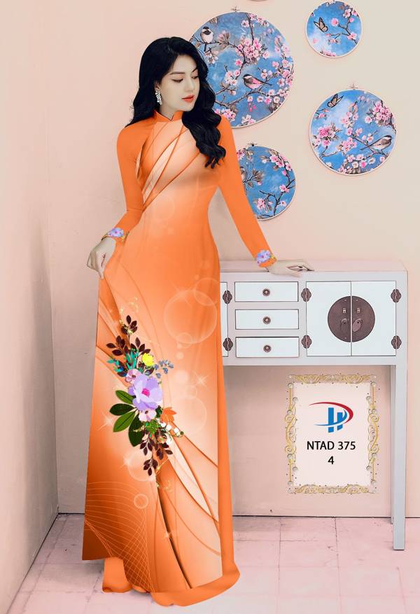 Vải Áo Dài Hoa In 3D Kiểu Mới AD NTAD375 69 Vải Áo Dài Hoa In 3D Kiểu Mới AD NTAD375