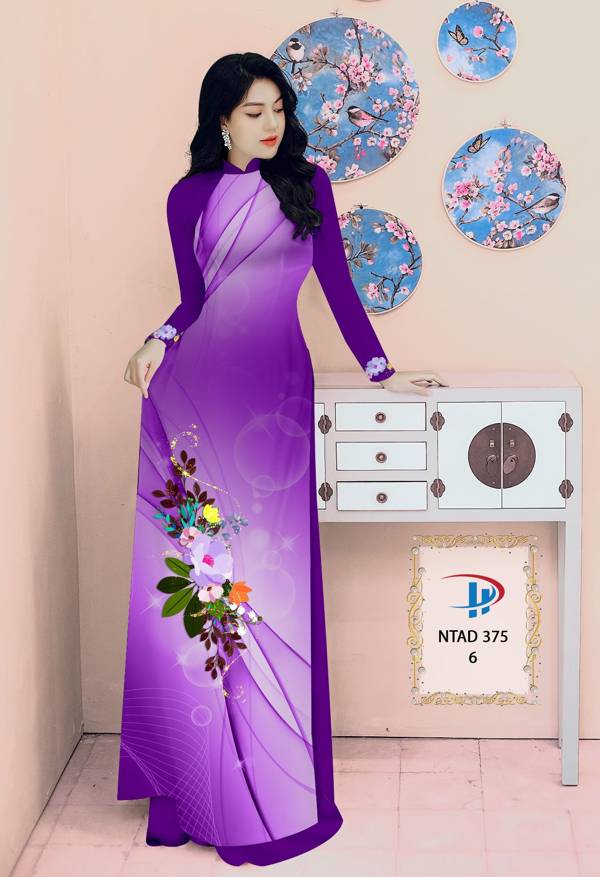 Vải Áo Dài Hoa In 3D Kiểu Mới AD NTAD375 71 Vải Áo Dài Hoa In 3D Kiểu Mới AD NTAD375