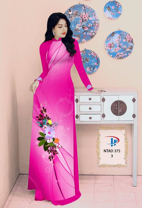 Vải Áo Dài Hoa In 3D Kiểu Mới AD NTAD375 68 Vải Áo Dài Hoa In 3D Kiểu Mới AD NTAD375