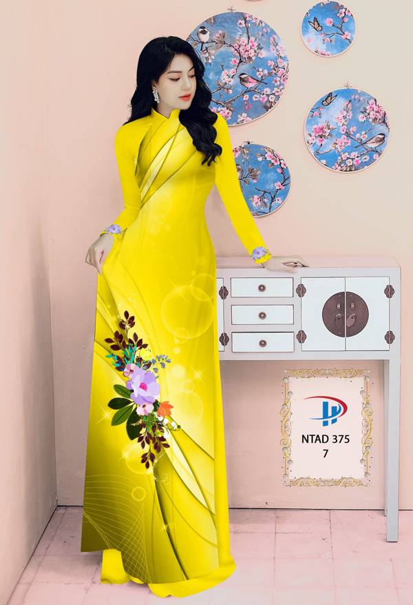 Vải Áo Dài Hoa In 3D Kiểu Mới AD NTAD375 72 Vải Áo Dài Hoa In 3D Kiểu Mới AD NTAD375