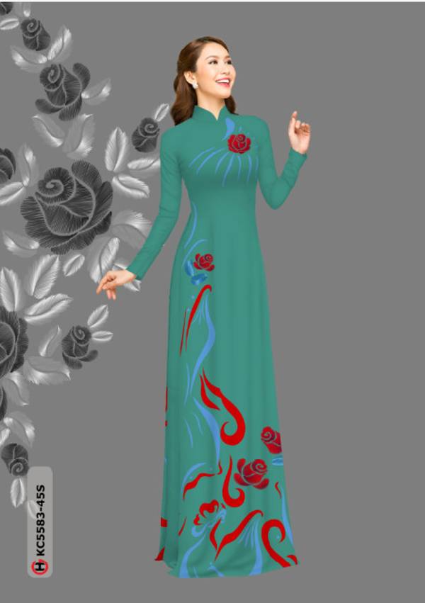 Vải Áo Dài Hoa Hồng Vừa Ra  AD KC5583