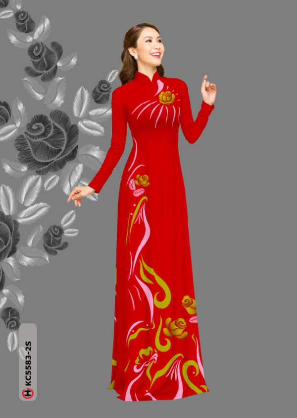 Vải Áo Dài Hoa Hồng Vừa Ra  AD KC5583