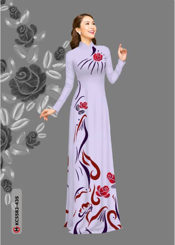 Vải Áo Dài Hoa Hồng Vừa Ra  AD KC5583