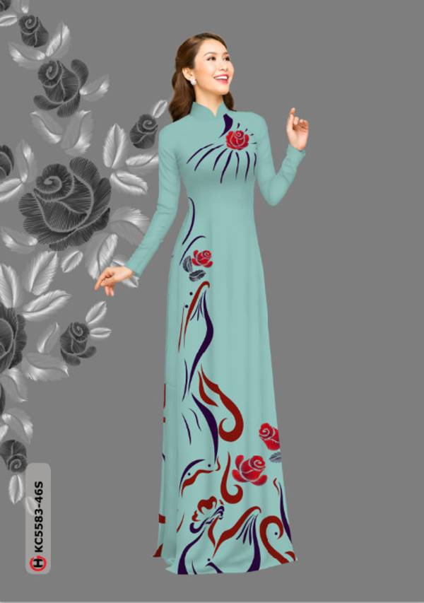 Vải Áo Dài Hoa Hồng Vừa Ra  AD KC5583