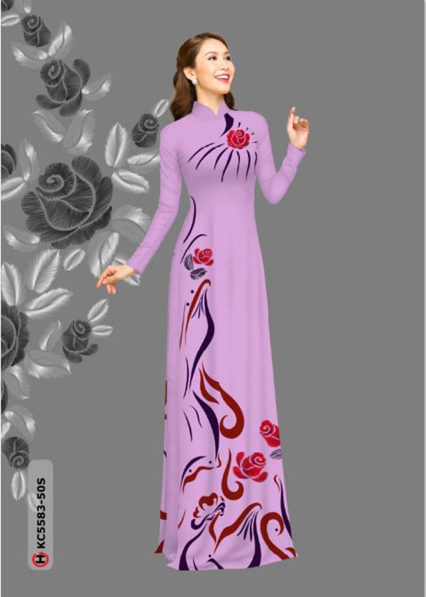Vải Áo Dài Hoa Hồng Vừa Ra  AD KC5583