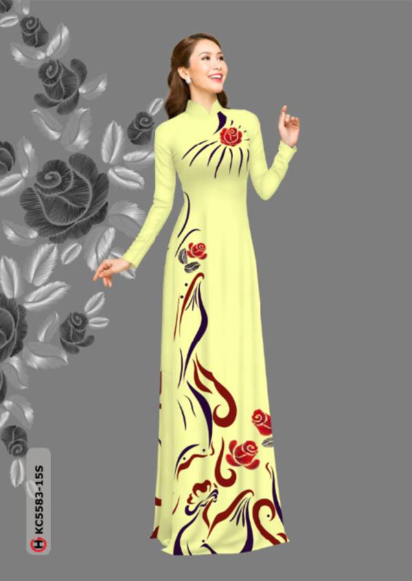 Vải Áo Dài Hoa Hồng Vừa Ra  AD KC5583