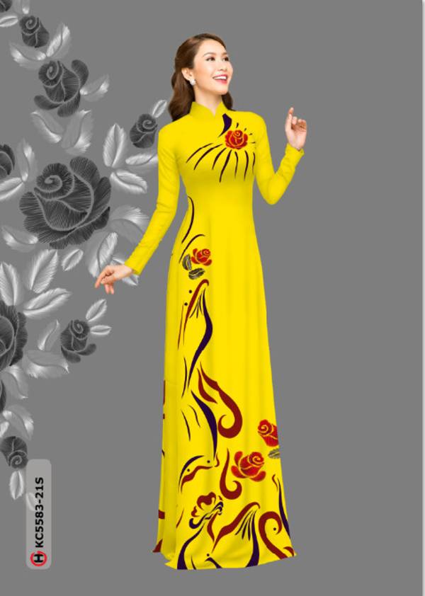Vải Áo Dài Hoa Hồng Vừa Ra  AD KC5583