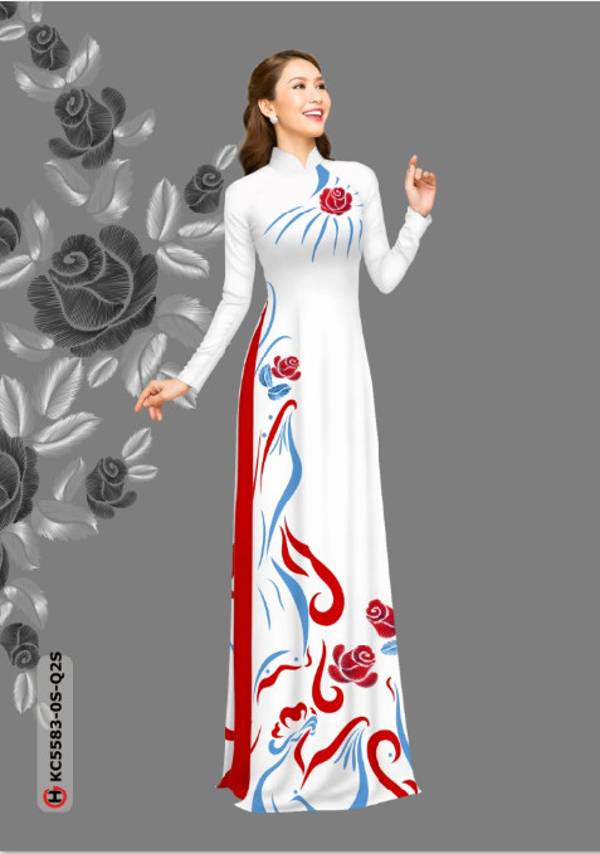 Vải Áo Dài Hoa Hồng Vừa Ra  AD KC5583