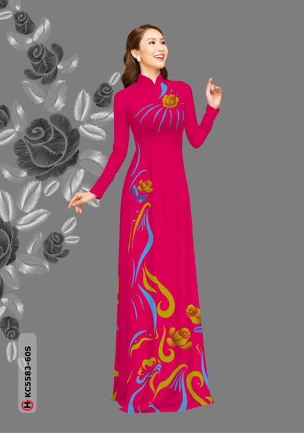 Vải Áo Dài Hoa Hồng Vừa Ra  AD KC5583
