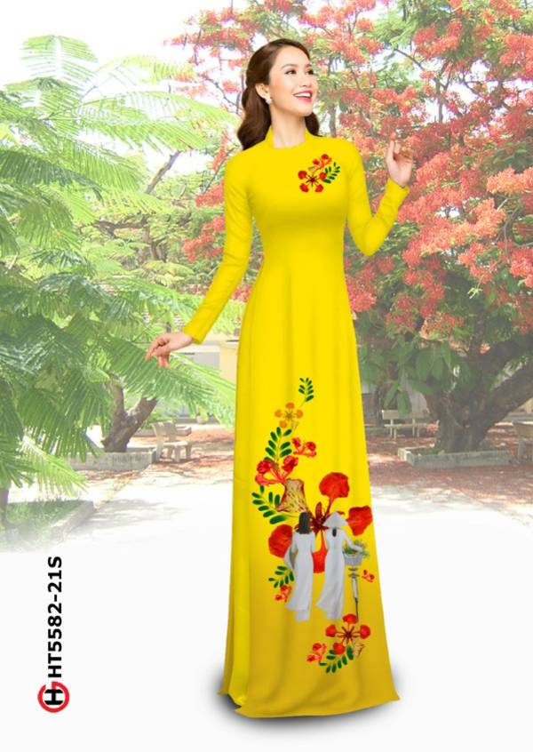 Vải Áo Dài Hoa Phượng Mới Ra AD HT5582 32 Vải Áo Dài Hoa Phượng Mới Ra AD HT5582