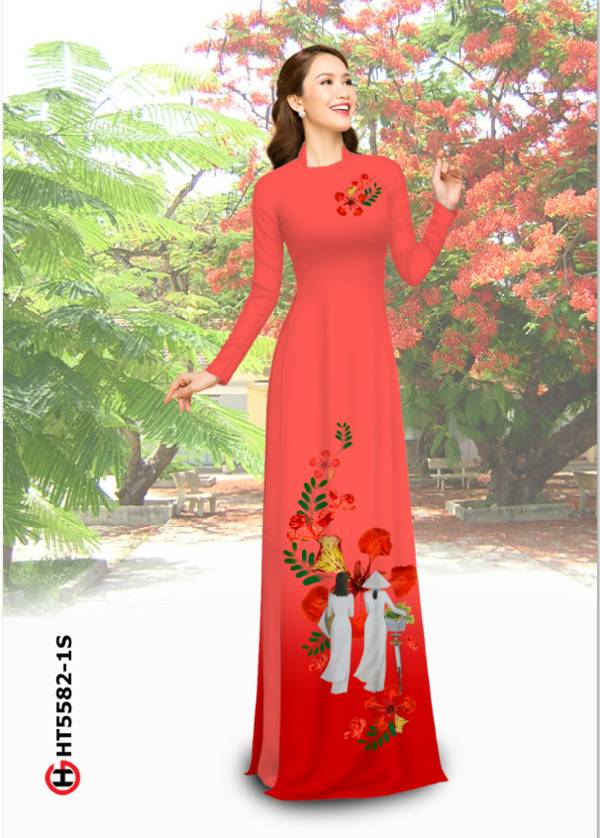 Vải Áo Dài Hoa Phượng Mới Ra AD HT5582 35 Vải Áo Dài Hoa Phượng Mới Ra AD HT5582
