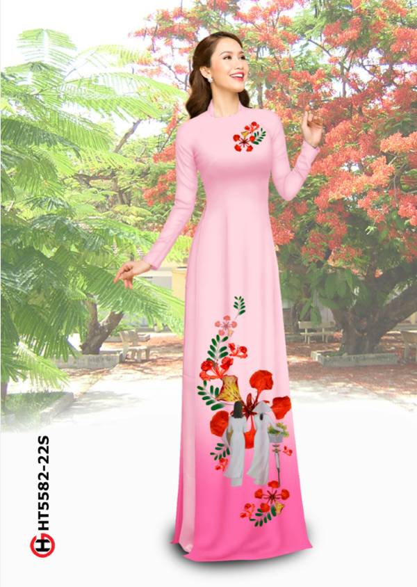Vải Áo Dài Hoa Phượng Mới Ra AD HT5582 36 Vải Áo Dài Hoa Phượng Mới Ra AD HT5582