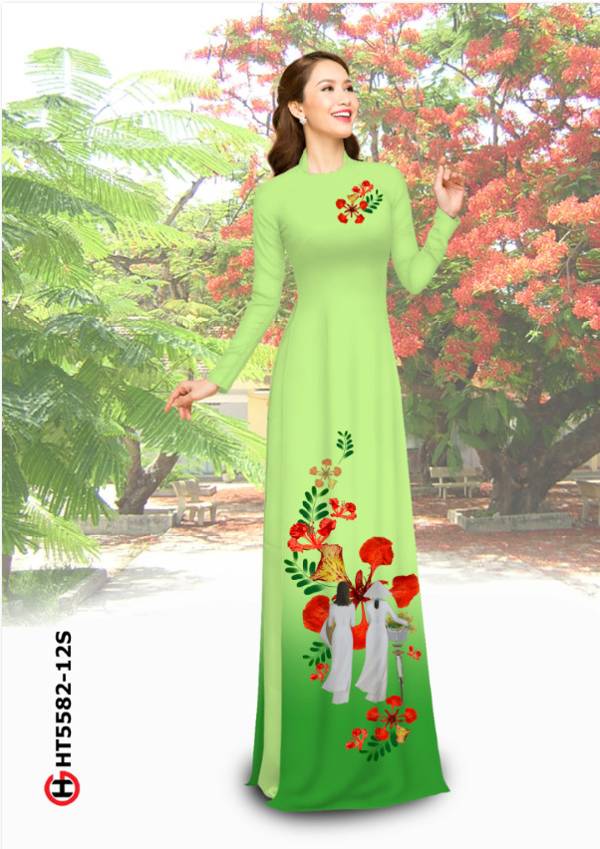 Vải Áo Dài Hoa Phượng Mới Ra AD HT5582 34 Vải Áo Dài Hoa Phượng Mới Ra AD HT5582