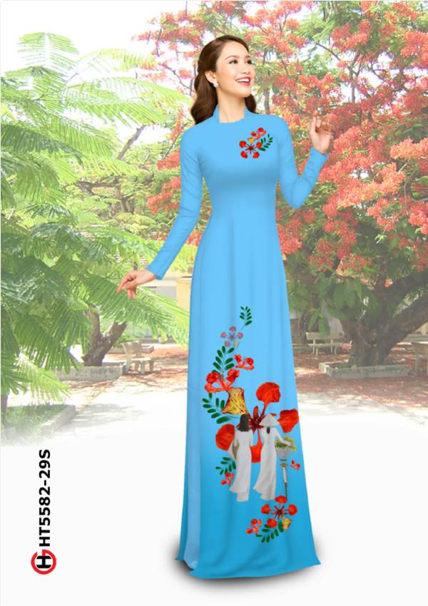 Vải Áo Dài Hoa Phượng Mới Ra AD HT5582 42 Vải Áo Dài Hoa Phượng Mới Ra AD HT5582