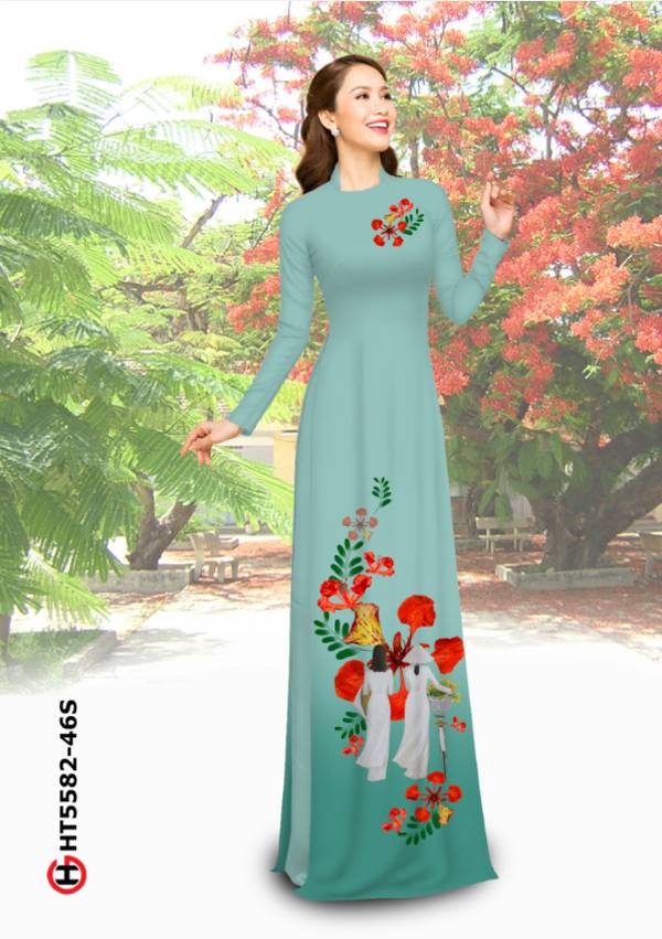 Vải Áo Dài Hoa Phượng Mới Ra AD HT5582 43 Vải Áo Dài Hoa Phượng Mới Ra AD HT5582