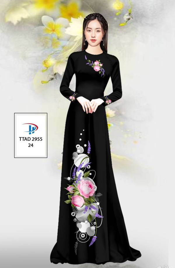 Vải Áo Dài Hoa In 3D Thiết Kế 2021 AD TTAD2955 65 Vải Áo Dài Hoa In 3D Thiết Kế 2021 AD TTAD2955