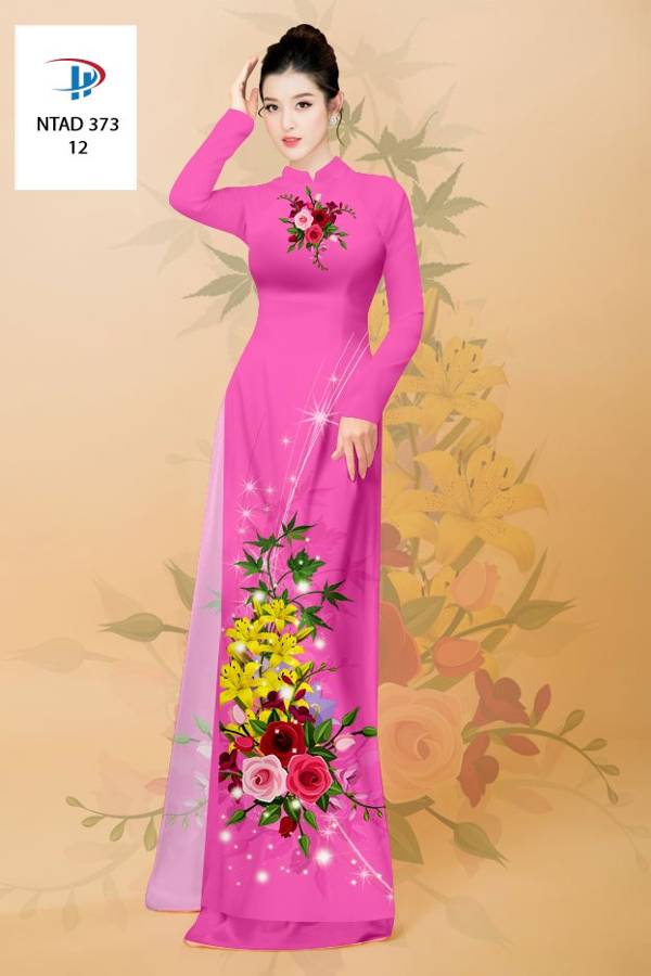 Vải Áo Dài Hoa Hồng Mới Ra AD NTAD373