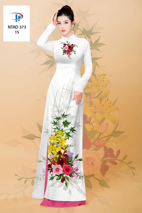 Vải Áo Dài Hoa Hồng Mới Ra AD NTAD373
