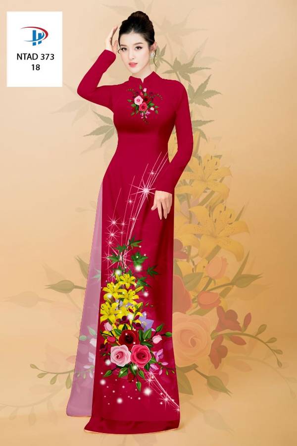 Vải Áo Dài Hoa Hồng Mới Ra AD NTAD373