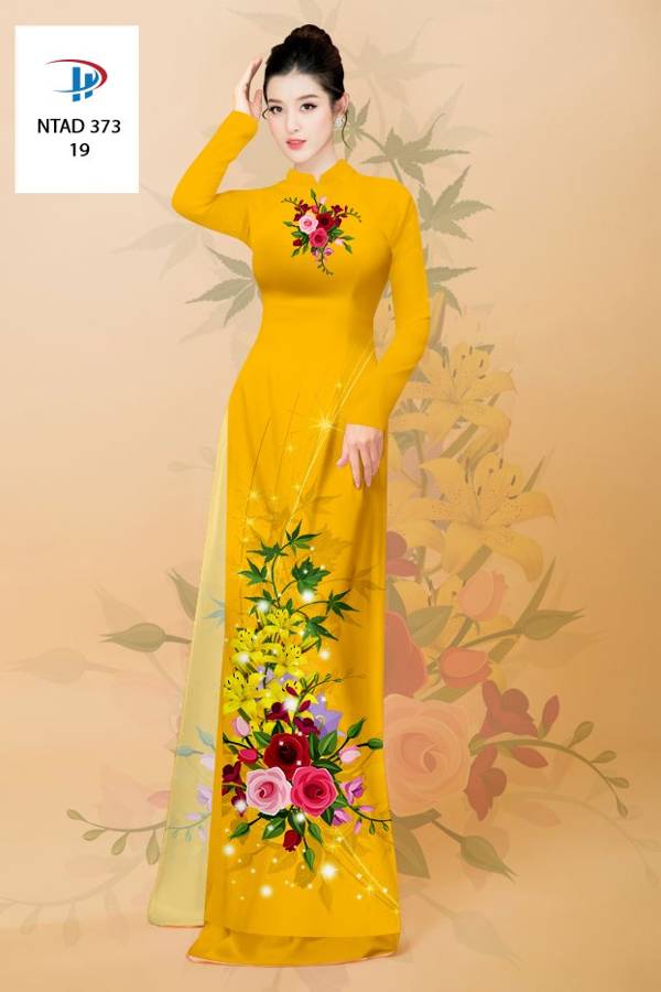 Vải Áo Dài Hoa Hồng Mới Ra AD NTAD373