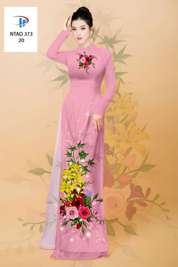 Vải Áo Dài Hoa Hồng Mới Ra AD NTAD373