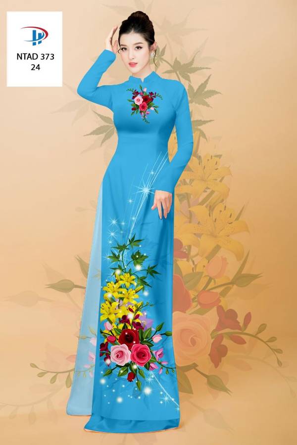 Vải Áo Dài Hoa Hồng Mới Ra AD NTAD373
