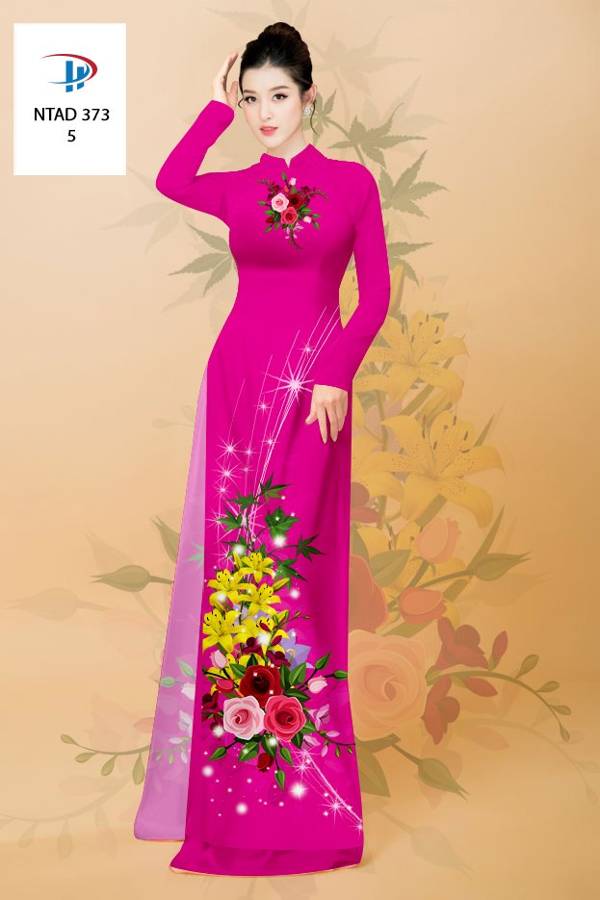 Vải Áo Dài Hoa Hồng Mới Ra AD NTAD373