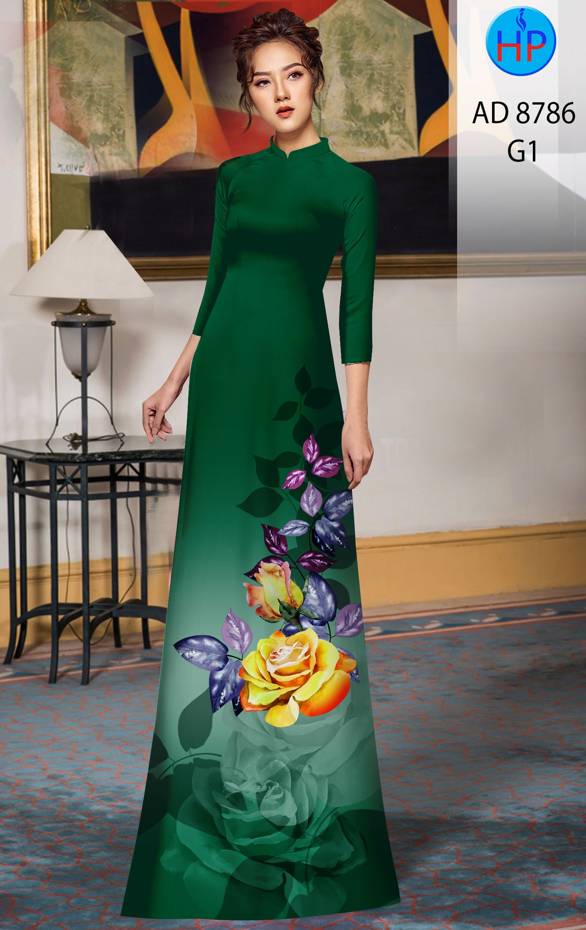 Vải Áo Dài Hoa Hồng Kiểu Mới AD 8786 39 Vải Áo Dài Hoa Hồng Kiểu Mới AD 8786