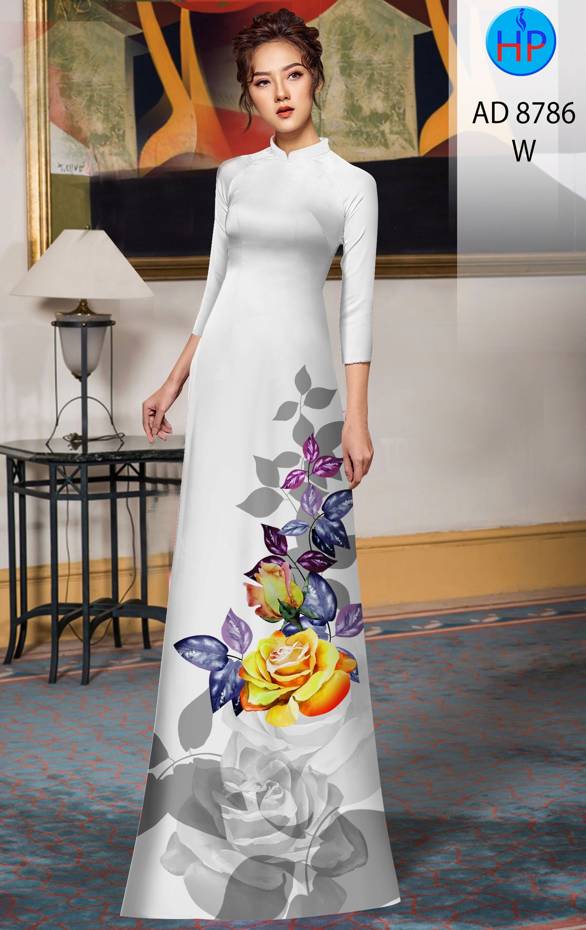 Vải Áo Dài Hoa Hồng Kiểu Mới AD 8786 41 Vải Áo Dài Hoa Hồng Kiểu Mới AD 8786