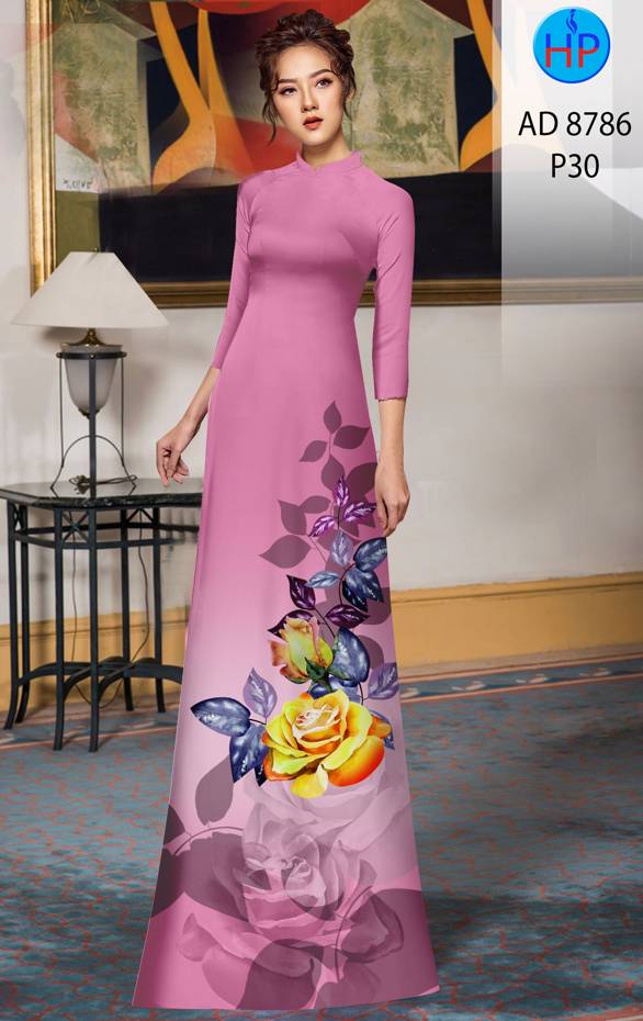 Vải Áo Dài Hoa Hồng Kiểu Mới AD 8786 43 Vải Áo Dài Hoa Hồng Kiểu Mới AD 8786