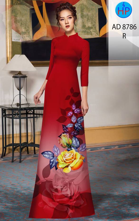 Vải Áo Dài Hoa Hồng Kiểu Mới AD 8786 42 Vải Áo Dài Hoa Hồng Kiểu Mới AD 8786