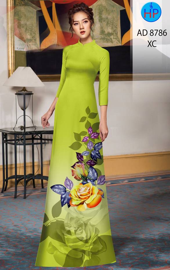 Vải Áo Dài Hoa Hồng Kiểu Mới AD 8786 40 Vải Áo Dài Hoa Hồng Kiểu Mới AD 8786