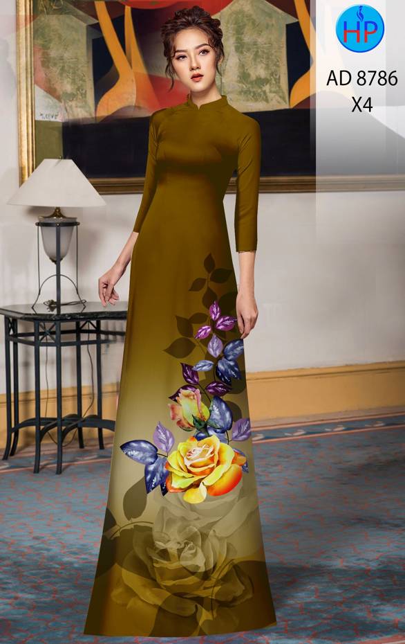 Vải Áo Dài Hoa Hồng Kiểu Mới AD 8786 44 Vải Áo Dài Hoa Hồng Kiểu Mới AD 8786