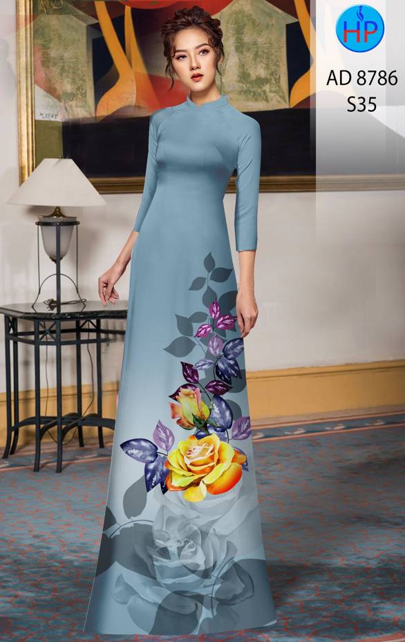 Vải Áo Dài Hoa Hồng Kiểu Mới AD 8786 47 Vải Áo Dài Hoa Hồng Kiểu Mới AD 8786