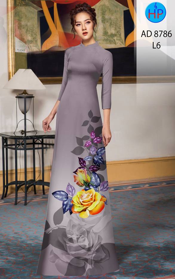 Vải Áo Dài Hoa Hồng Kiểu Mới AD 8786 45 Vải Áo Dài Hoa Hồng Kiểu Mới AD 8786