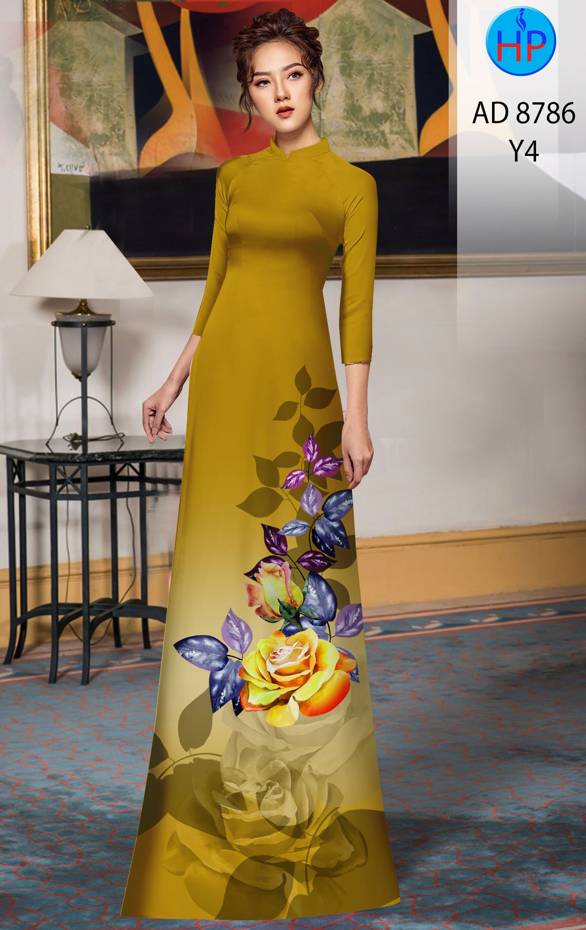 Vải Áo Dài Hoa Hồng Kiểu Mới AD 8786 51 Vải Áo Dài Hoa Hồng Kiểu Mới AD 8786