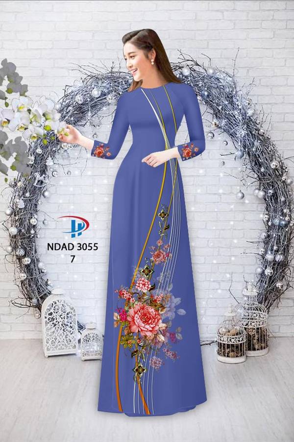 Vải Áo Dài Hoa In 3D Mới Ra AD NDAD3055 51 Vải Áo Dài Hoa In 3D Mới Ra AD NDAD3055