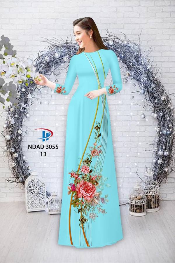 Vải Áo Dài Hoa In 3D Mới Ra AD NDAD3055 53 Vải Áo Dài Hoa In 3D Mới Ra AD NDAD3055