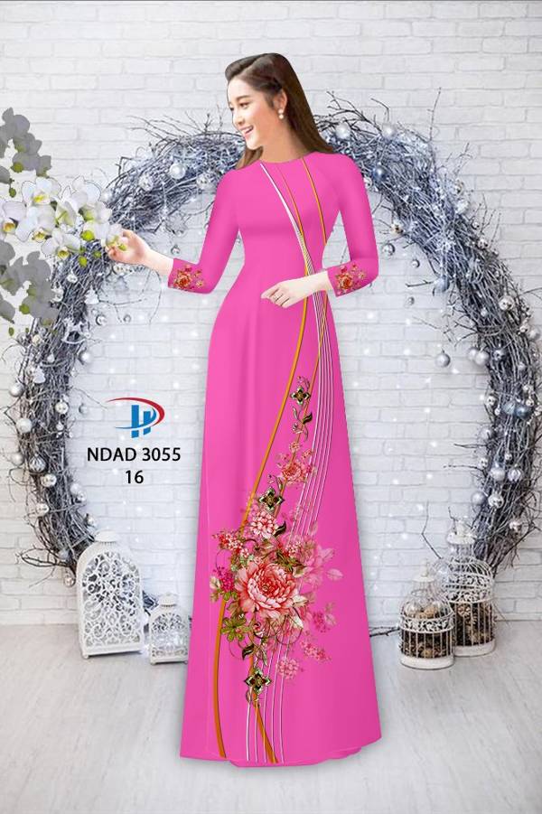 Vải Áo Dài Hoa In 3D Mới Ra AD NDAD3055 56 Vải Áo Dài Hoa In 3D Mới Ra AD NDAD3055