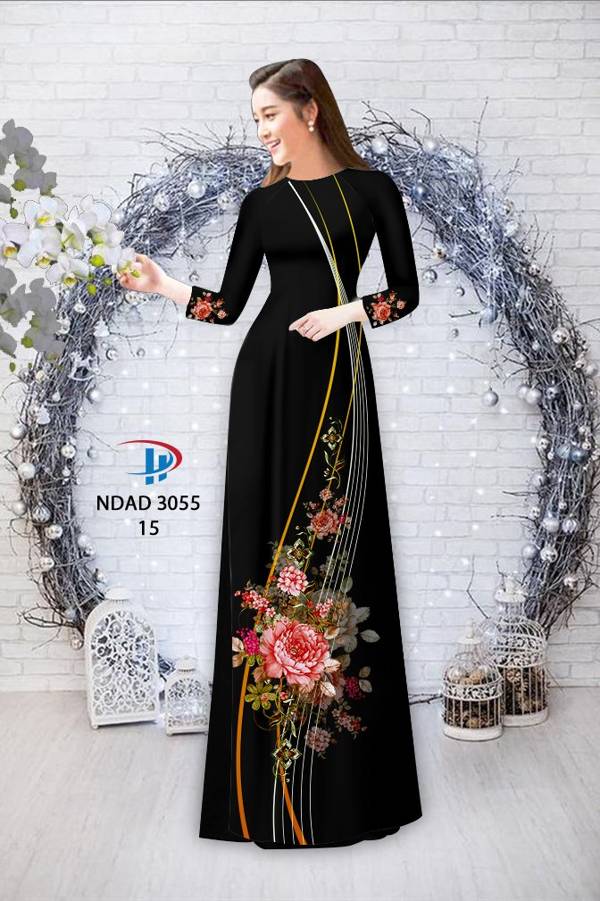 Vải Áo Dài Hoa In 3D Mới Ra AD NDAD3055 55 Vải Áo Dài Hoa In 3D Mới Ra AD NDAD3055