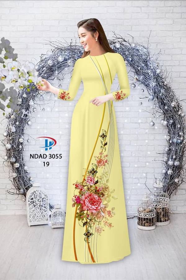Vải Áo Dài Hoa In 3D Mới Ra AD NDAD3055 59 Vải Áo Dài Hoa In 3D Mới Ra AD NDAD3055