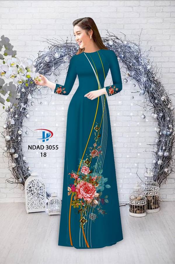 Vải Áo Dài Hoa In 3D Mới Ra AD NDAD3055 58 Vải Áo Dài Hoa In 3D Mới Ra AD NDAD3055