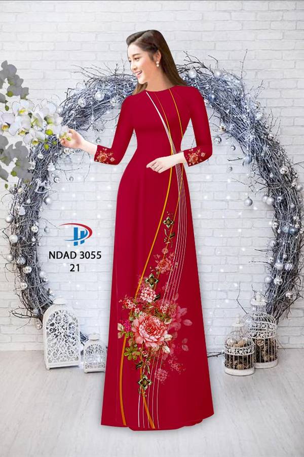 Vải Áo Dài Hoa In 3D Mới Ra AD NDAD3055 60 Vải Áo Dài Hoa In 3D Mới Ra AD NDAD3055