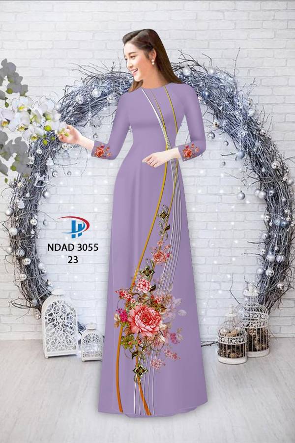 Vải Áo Dài Hoa In 3D Mới Ra AD NDAD3055 63 Vải Áo Dài Hoa In 3D Mới Ra AD NDAD3055