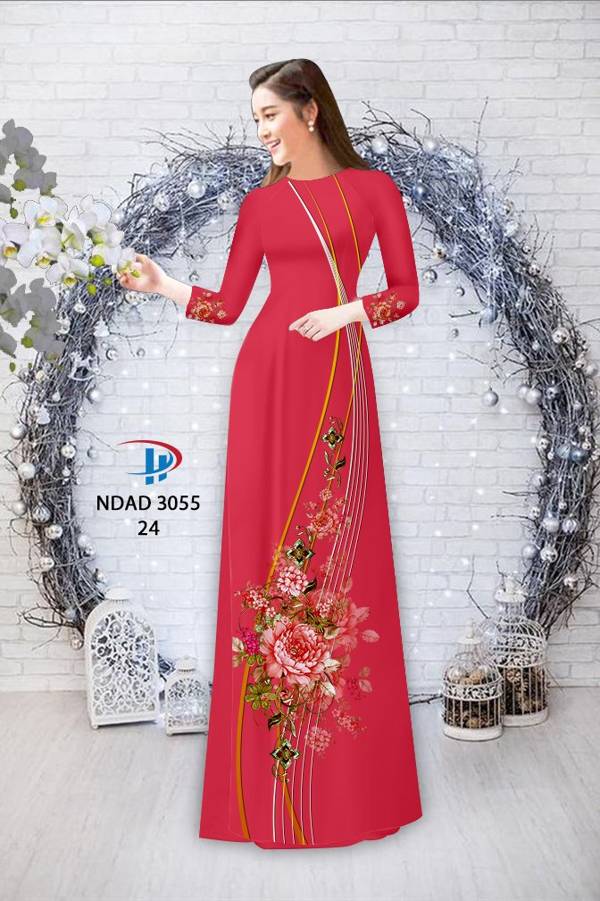 Vải Áo Dài Hoa In 3D Mới Ra AD NDAD3055 64 Vải Áo Dài Hoa In 3D Mới Ra AD NDAD3055