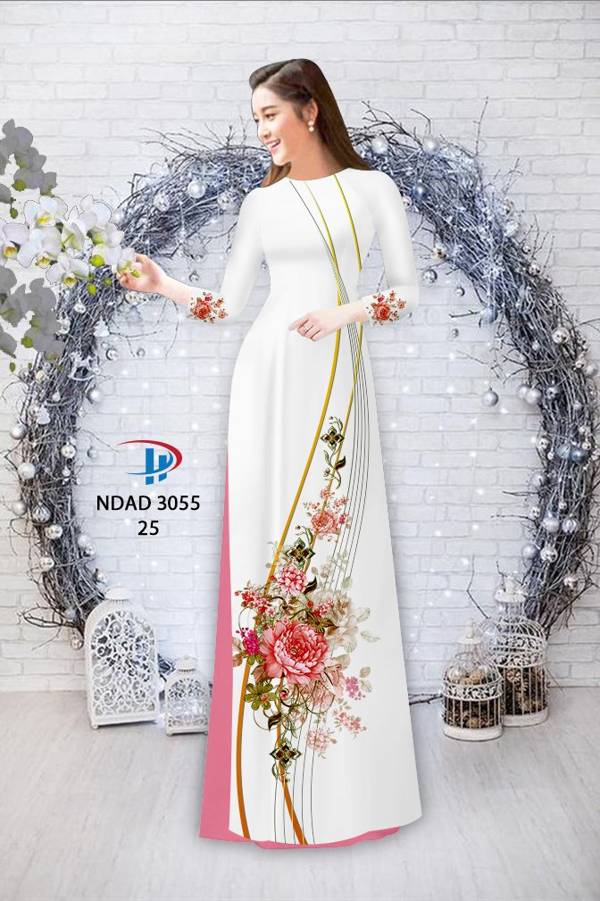 Vải Áo Dài Hoa In 3D Mới Ra AD NDAD3055 66 Vải Áo Dài Hoa In 3D Mới Ra AD NDAD3055